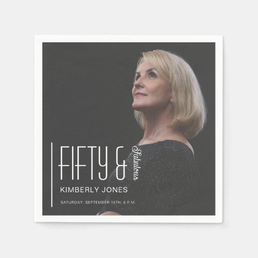 Fifty and Fabulous Photo 50th Birthday Party Serviette (Vorderseite)