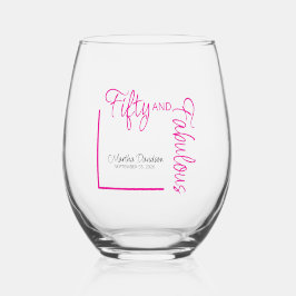 Fifty and Fabulous Photo 50th Birthday Party Weinglas Ohne Stiel