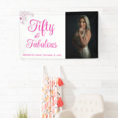 Fifty and Fabulous Photo Name Date Birthday Party Banner (Insitu)