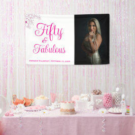 Fifty and Fabulous Photo Name Date Birthday Party Banner