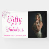 Fifty and Fabulous Photo Name Date Birthday Party Banner (Horizontal)