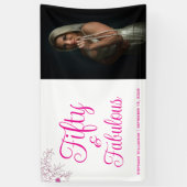 Fifty and Fabulous Photo Name Date Birthday Party Banner (Vertikal)