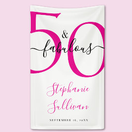 Fifty and Fabulous Pink 50th Birthday Party  Banner
