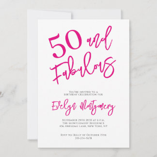Fifty and Fabulous Pink 50th Birthday Party  Einladung