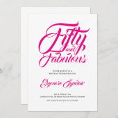 Fifty and Fabulous Pink 50th Birthday Party Einladung (Vorne/Hinten)