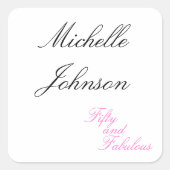 Fifty and Fabulous Pink 50th Birthday Party Quadratischer Aufkleber (Vorderseite)