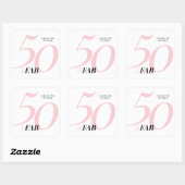 Fifty and Fabulous Pink 50th Birthday Quadratischer Aufkleber (Blatt)