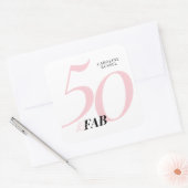 Fifty and Fabulous Pink 50th Birthday Quadratischer Aufkleber (Umschlag)