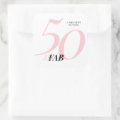 Fifty and Fabulous Pink 50th Birthday Quadratischer Aufkleber (Tasche)
