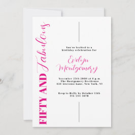 Fifty and Fabulous Pink Black 50th Birthday Party Einladung