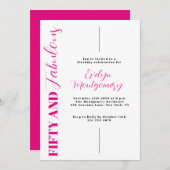 Fifty and Fabulous Pink Black 50th Birthday Party Einladung (Vorne/Hinten)