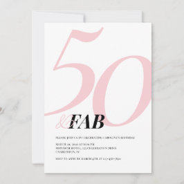 Fifty and Fabulous Pink Bold Birthday Invitation Einladung