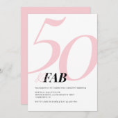 Fifty and Fabulous Pink Bold Birthday Invitation Einladung (Vorne/Hinten)