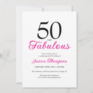 Fifty and Fabulous Pink Script 50th Birthday Einladung