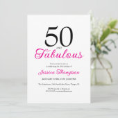 Fifty and Fabulous Pink Script 50th Birthday Einladung (Stehend Vorderseite)