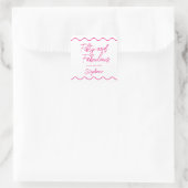 Fifty and Fabulous Pink Script Quadratischer Aufkleber (Tasche)