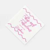 Fifty and Fabulous Pink Script Serviette (Ecke)