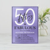 Fifty and Fabulous Purple Script 50th Birthday Einladung (Stehend Vorderseite)