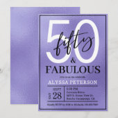 Fifty and Fabulous Purple Script 50th Birthday Einladung (Vorne/Hinten)