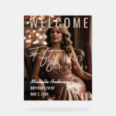 Fifty and Fabulous Rose Gold Acrylic Table Sign Acrylschild (Vorderseite)