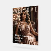 Fifty and Fabulous Rose Gold Acrylic Table Sign Acrylschild (Winkel)