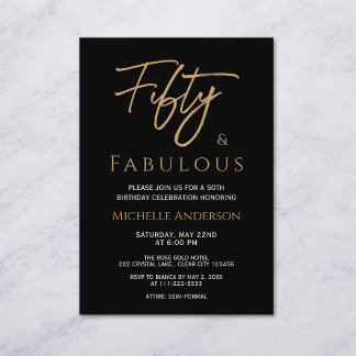 Fifty and Fabulous Rose Gold Elegance Einladung
