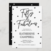 Fifty and Fabulous Script 50th Birthday Einladung (Vorne/Hinten)