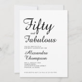 Fifty and Fabulous Script 50th Birthday Party Einladung (Vorderseite)