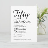Fifty and Fabulous Script 50th Birthday Party Einladung (Stehend Vorderseite)