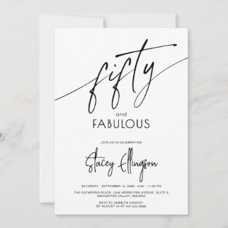 Fifty and Fabulous Script 50th Birthday Party Einladung