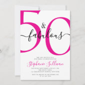 Fifty and Fabulous Script 50th Birthday Party Einladung (Vorderseite)