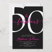 Fifty and Fabulous Script 50th Birthday Party Einladung (Vorderseite)