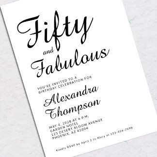 Fifty and Fabulous Script 50th Birthday Party Einladung