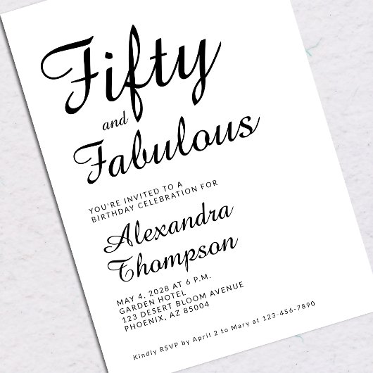Fifty and Fabulous Script 50th Birthday Party Einladung