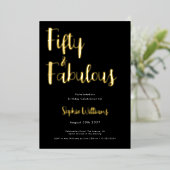 Fifty and Fabulous Script 50th Birthday Party Folieneinladung (Stehend vorne)