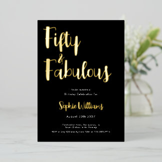 Fifty and Fabulous Script 50th Birthday Party Folieneinladung