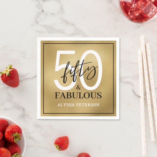 Fifty and Fabulous Script 50th Birthday Serviette (Beispiel)