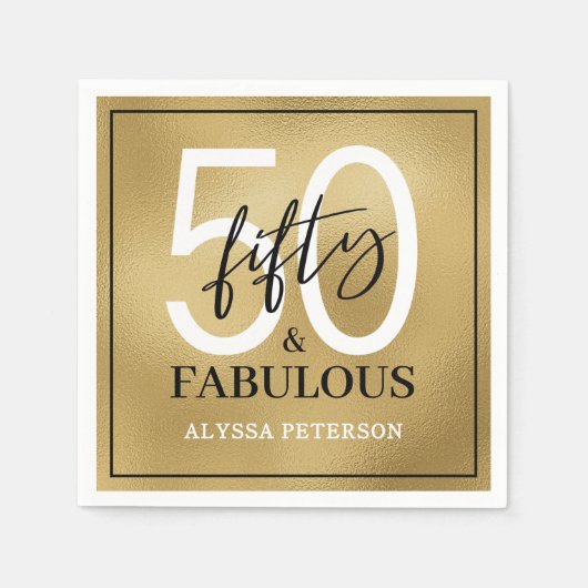 Fifty and Fabulous Script 50th Birthday Serviette (Vorderseite)