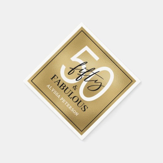 Fifty and Fabulous Script 50th Birthday Serviette (Ecke)