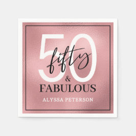 Fifty and Fabulous Script 50th Birthday Serviette