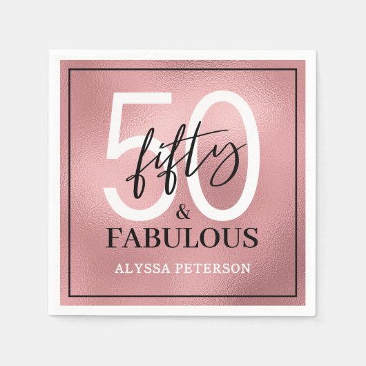 Fifty and Fabulous Script 50th Birthday Serviette (Vorderseite)