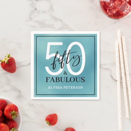 Fifty and Fabulous Script 50th Birthday Serviette (Beispiel)