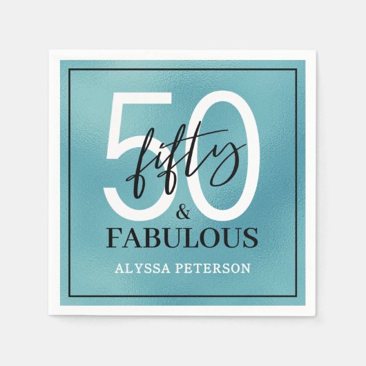 Fifty and Fabulous Script 50th Birthday Serviette (Vorderseite)