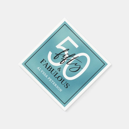 Fifty and Fabulous Script 50th Birthday Serviette (Ecke)
