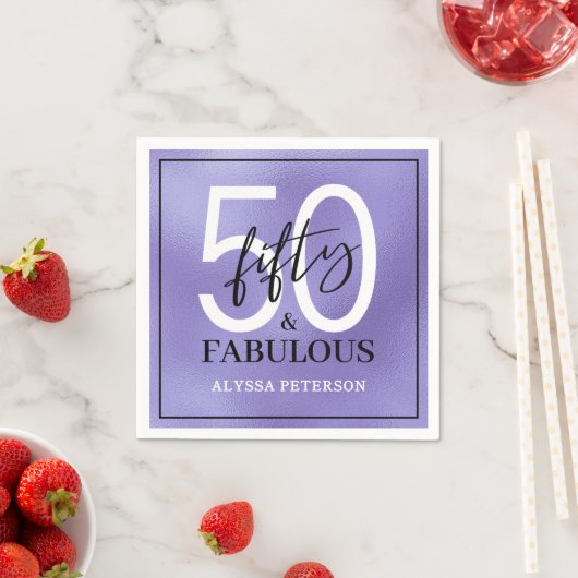 Fifty and Fabulous Script 50th Birthday Serviette (Beispiel)