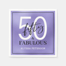 Fifty and Fabulous Script 50th Birthday Serviette