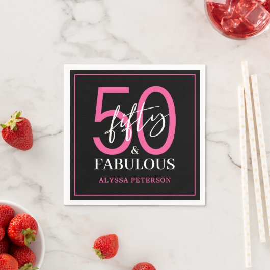 Fifty and Fabulous Script 50th Birthday Serviette (Beispiel)
