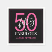 Fifty and Fabulous Script 50th Birthday Serviette (Vorderseite)
