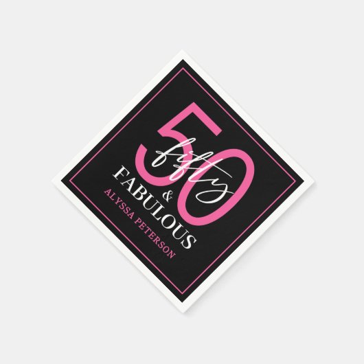 Fifty and Fabulous Script 50th Birthday Serviette (Ecke)