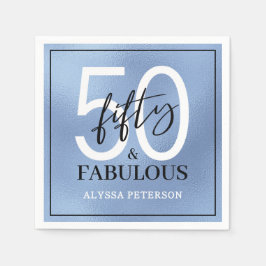 Fifty and Fabulous Script 50th Birthday Serviette
